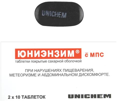 Юниэнзим с МПС табл. п.о. стрип N20 Unichem Laboratories