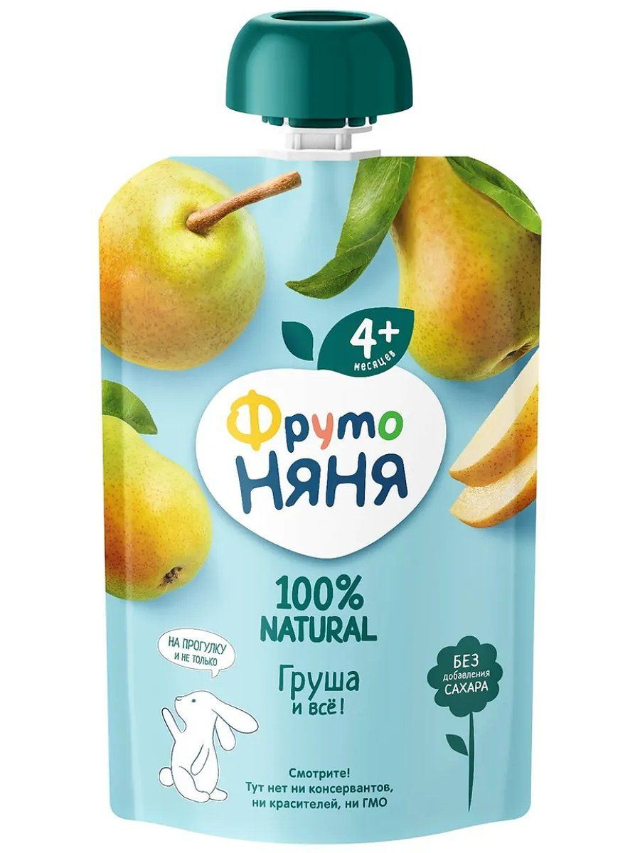ФРУТОНЯНЯ пюре 4+ груша б/сахара 90г дой-пак Прогресс АО