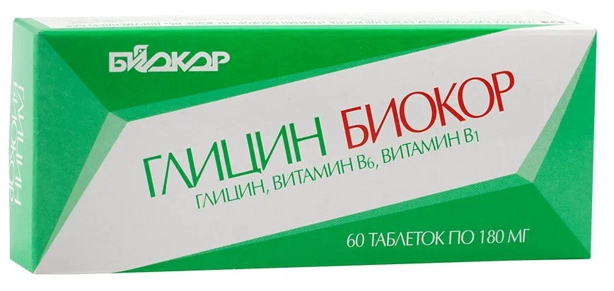 Глицин с витаминами В1 и В6 табл. 180мг N60~БАД Биокор