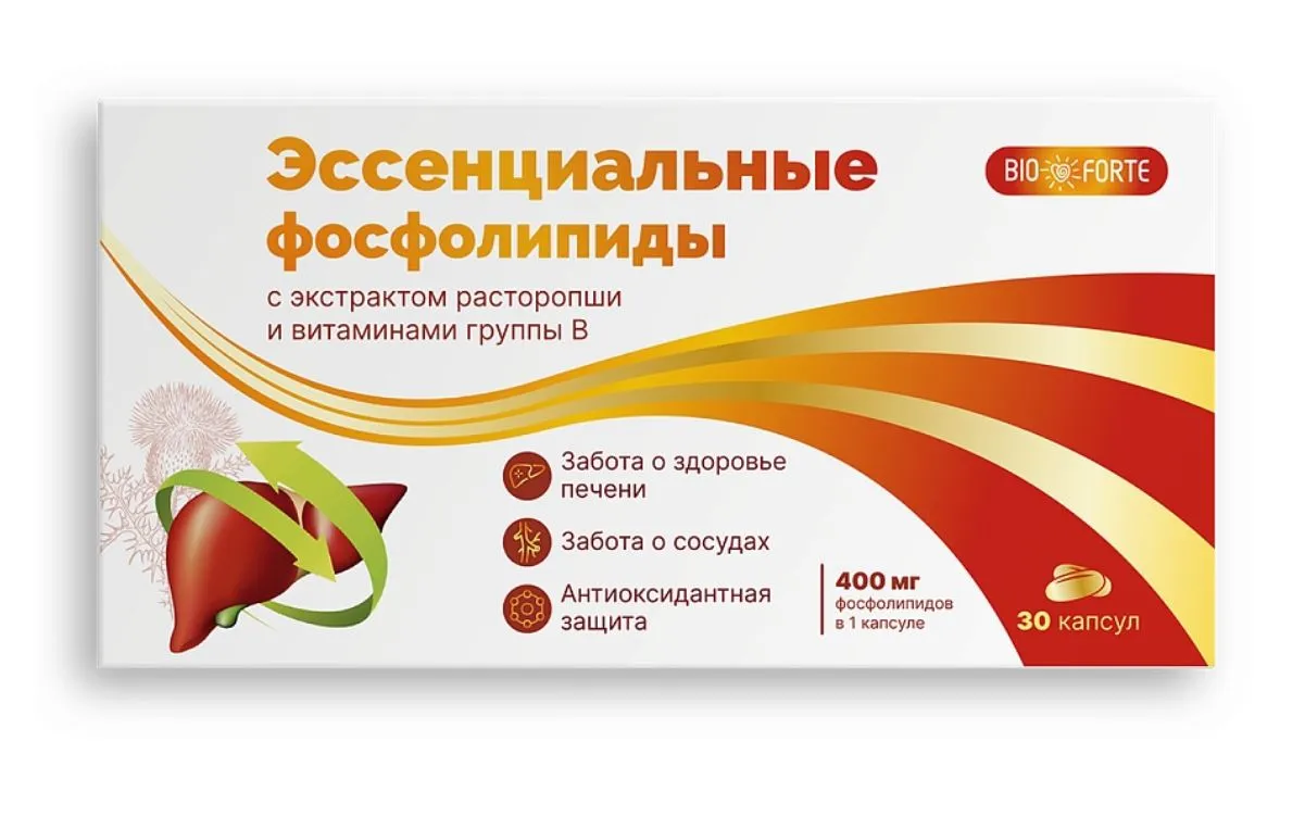 BioForte Эссенциальные фосфолипиды с экстрактом расторопши и витаминами группы В капс. 1250мг N30~БАД Полярис