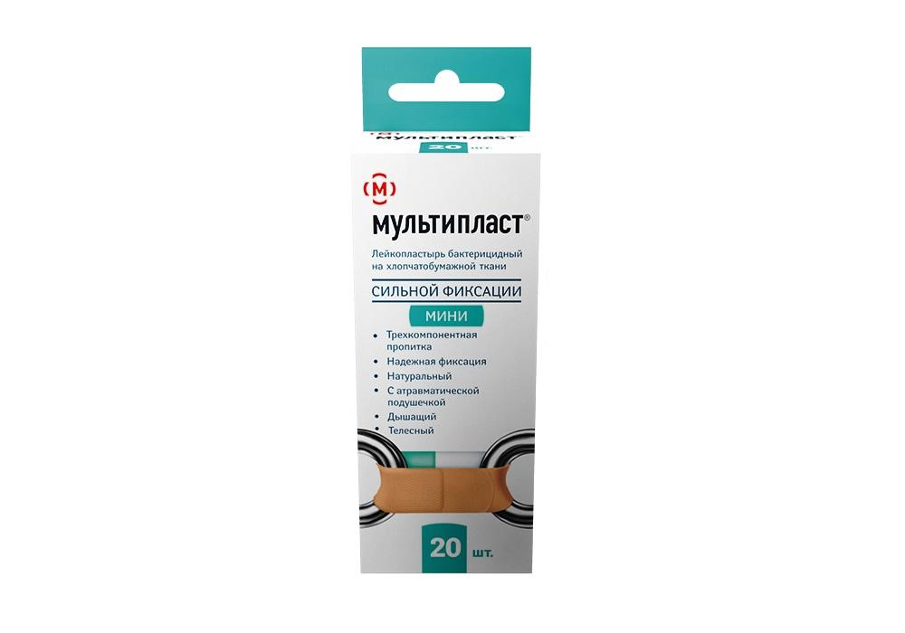 Пластырей набор МУЛЬТИПЛАСТ Мини бактериц сильн фиксац телесн 1.9х7.2см N20 Валента Фармацевтика