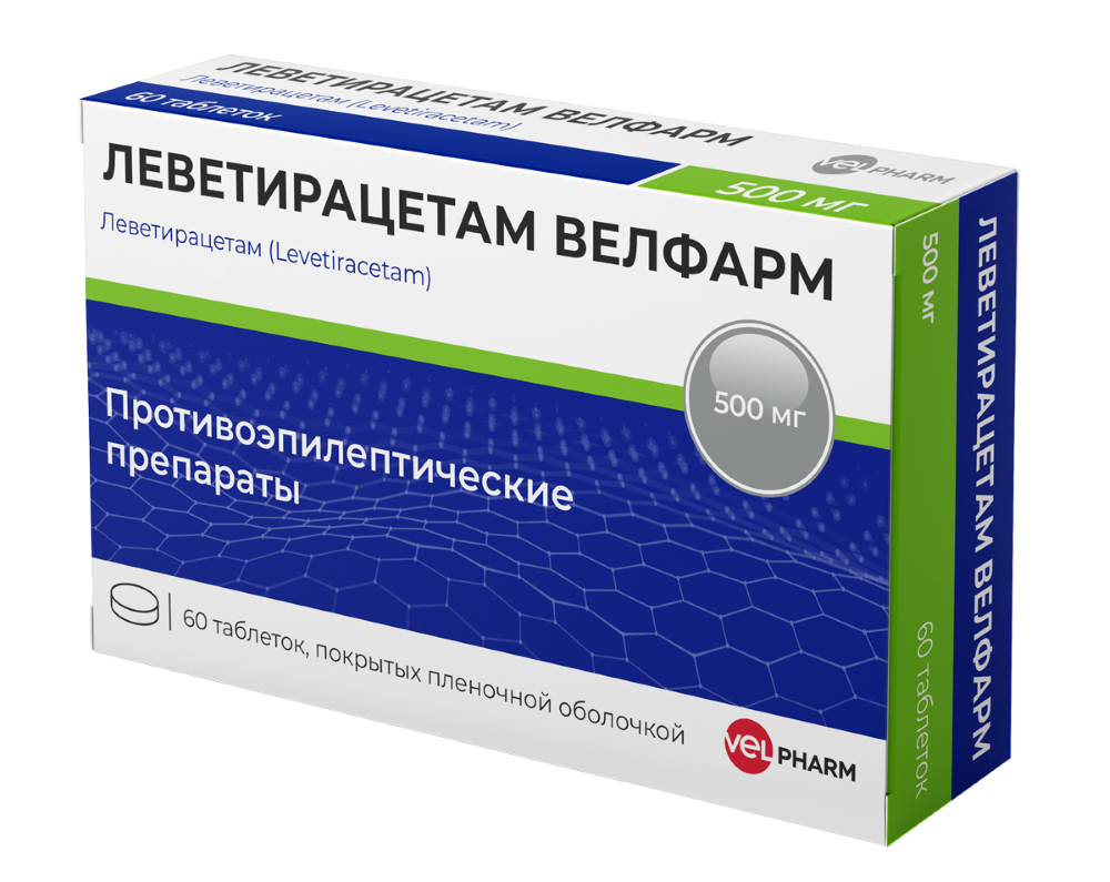 Леветирацетам Велфарм табл. п.п.о. 500мг бл. N60 Велфарм-М ООО