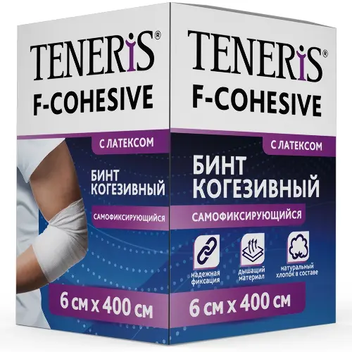 Бинт ТЕНЕРИС Ф-Когезив ткан 6х400см Хелслаб ООО