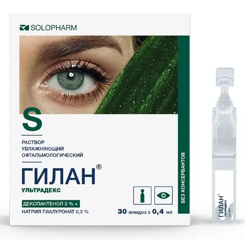 Раствор Гилан Ультрадекс увлажняющ офтальмологическ 0.3%+2% 0.4мл N30 Гротекс ООО