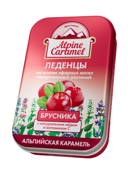 АЛЬПИЙСКАЯ КАРАМЕЛЬ Детские с мед/витамин С леденцы брусн 53г ~БАД Плантико