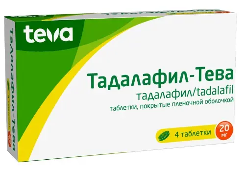 Тадалафил-Тева табл. п.п.о. 20мг бл. N4 Teva Pharma S.L.U.
