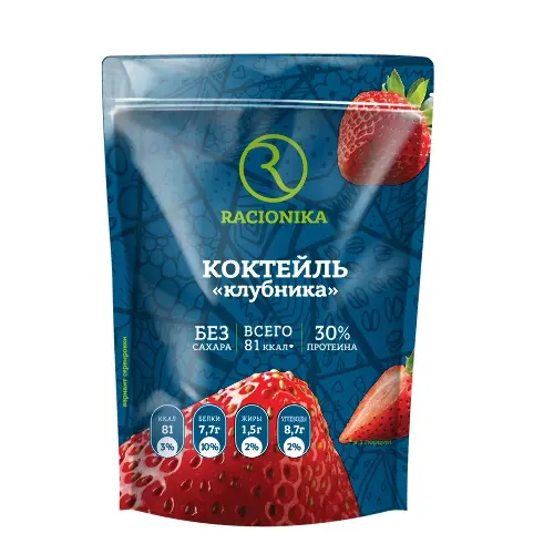 РАЦИОНИКА Диет коктейль диетич клубника 275г дой-пак АРТ Современные научные технологии