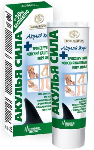 АКУЛЬЯ СИЛА Акулий жир гель-бальзам д/тела тонизирующ троксерутин/конск каштан/ива 100мл ТВИНС Тэк