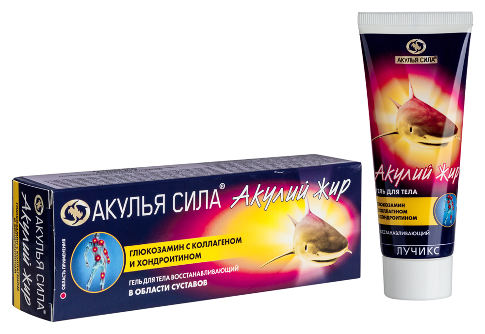 АКУЛЬЯ СИЛА Акулий жир гель д/тела глюкозамин/коллаген/хондроитин 75мл ТВИНС Тэк