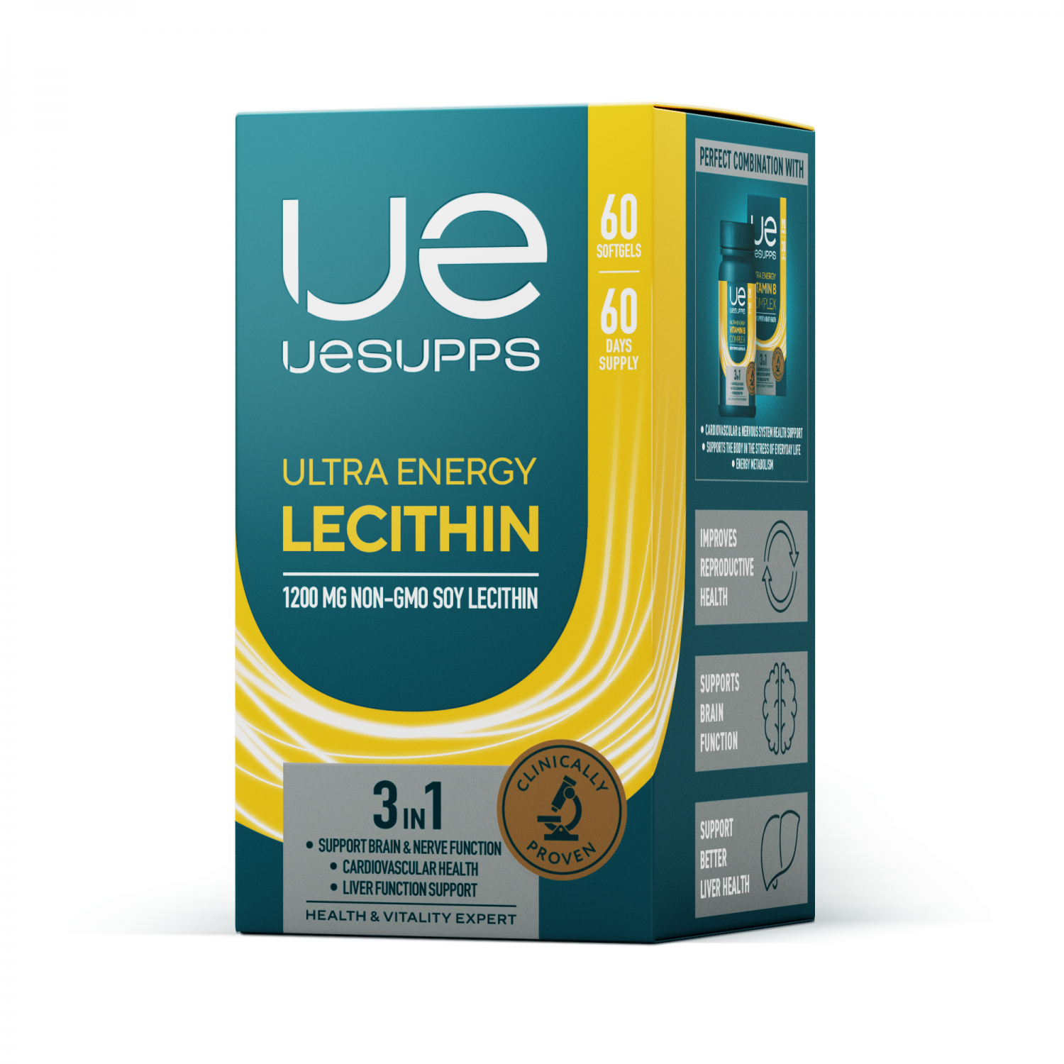 УЕСАППС Ультра Энерджи Лецитин капс. 1850мг N60~БАД Ultra Energy Supplements Trading L.L.C