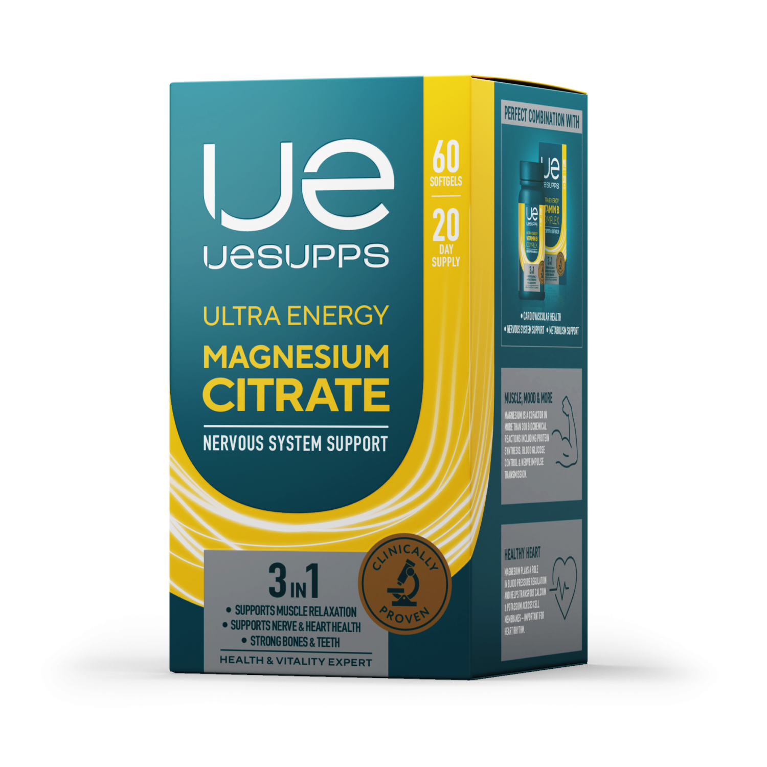 УЕСАППС Ультра Энерджи Магния цитрат капс. 2450мг N60~БАД Ultra Energy Supplements Trading L.L.C