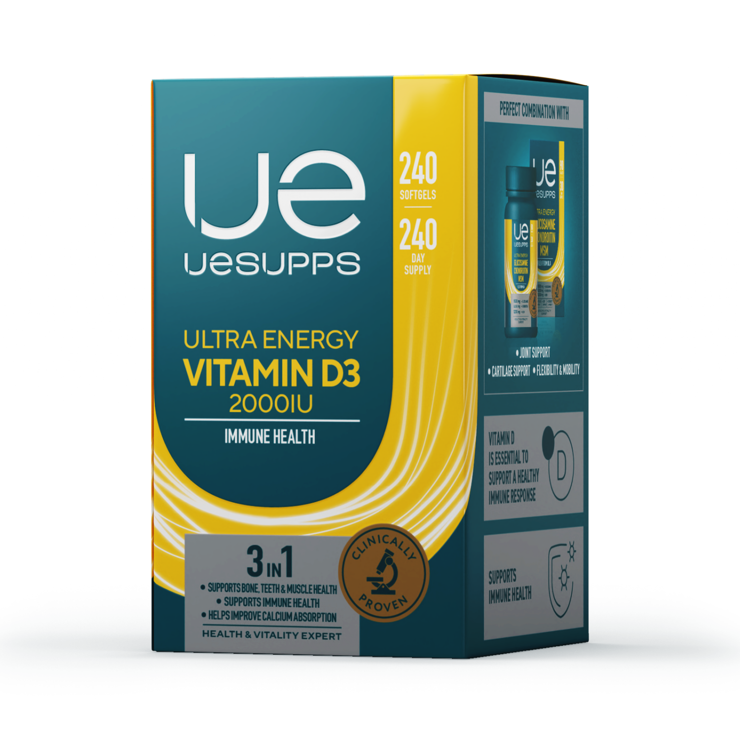 УЕСАППС Ультра Энерджи Витамин Д3 капс. 2000МЕ N240~БАД Ultra Energy Supplements Trading L.L.C