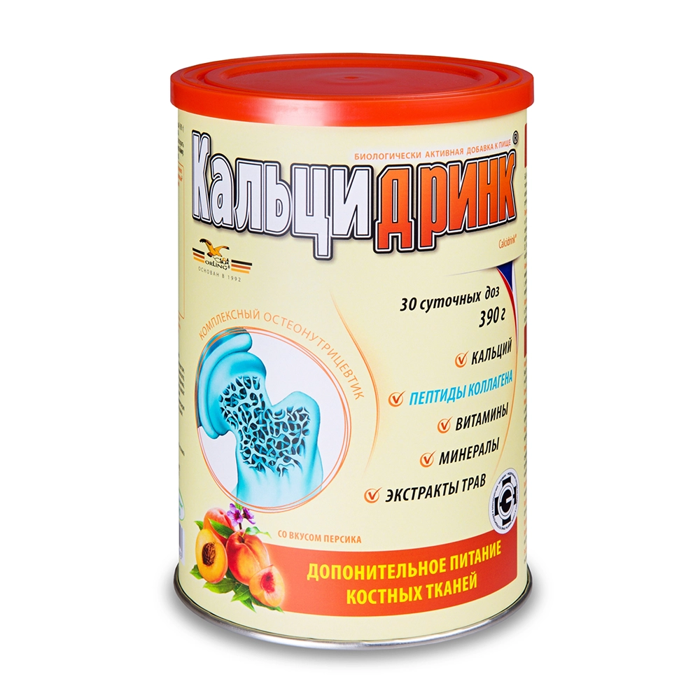 Кальцидринк пор. персик 390г ~БАД Orling