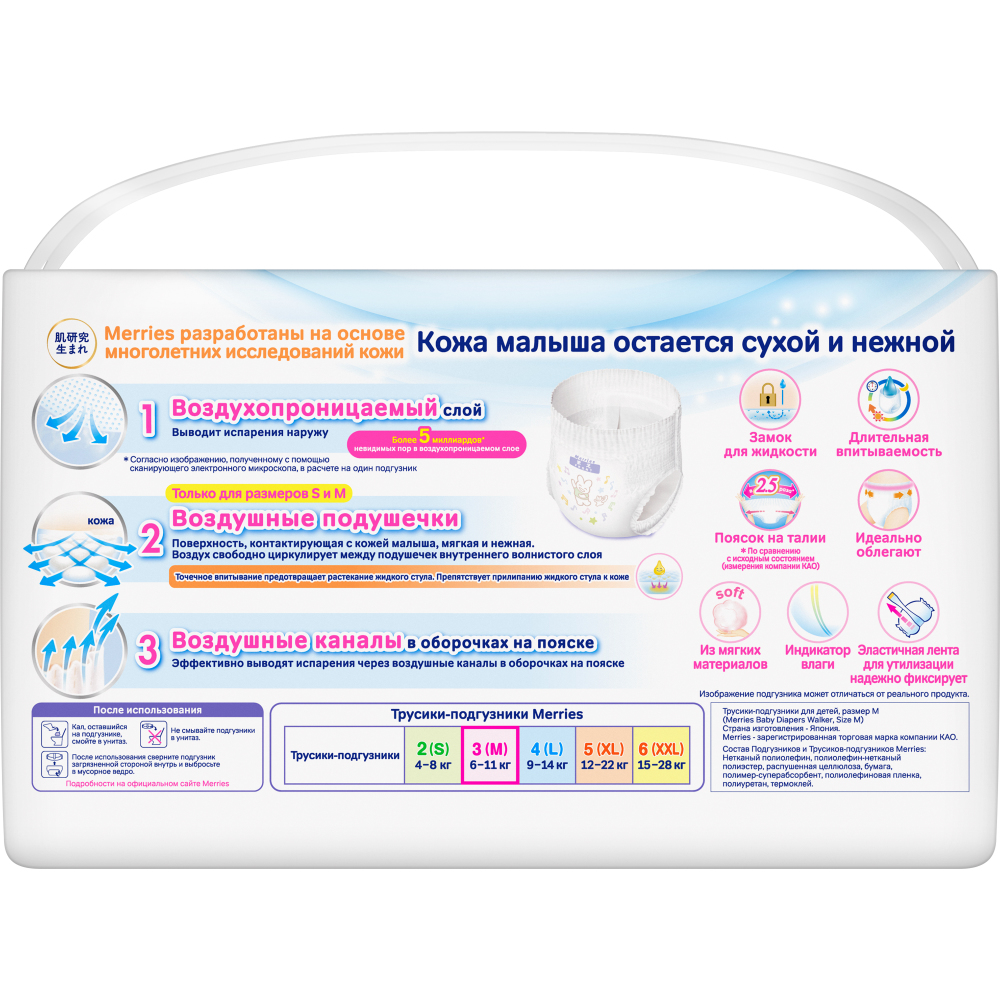 МЭРРИС трусики-подгузники M(6-11кг) N33 Kao Corporation