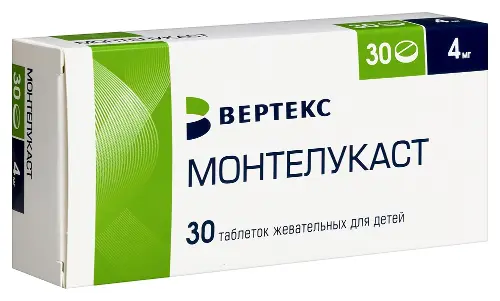 Монтелукаст табл. жев. д/дет. 4мг бл. N30 ВЕРТЕКС