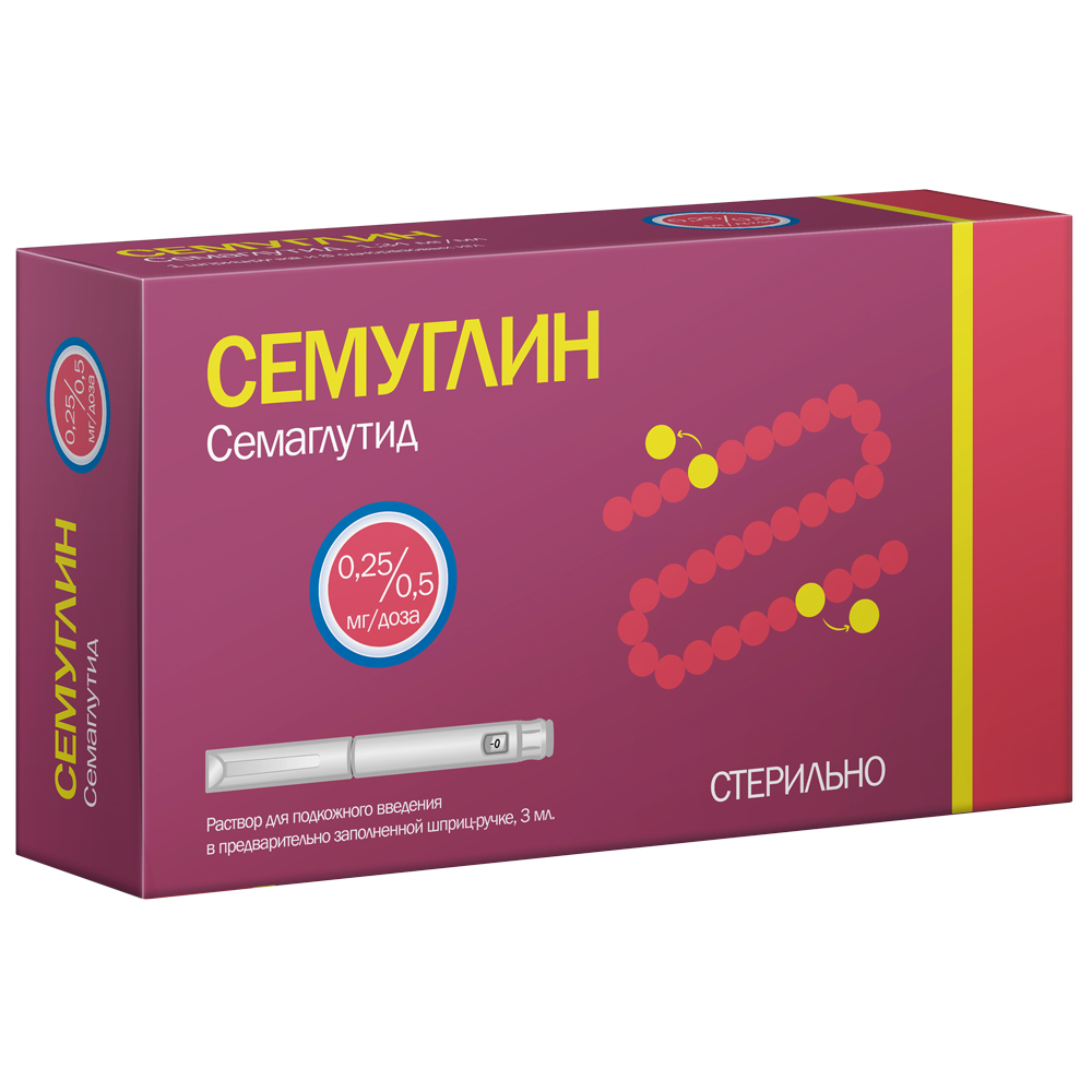 Семуглин р-р п/к введ. 0.25/0.5мг/доза 3мл +8игл. шпр.ручка Фармасинтез-Норд АО