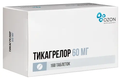 Тикагрелор табл. п.п.о. 60мг бл. N168 Озон