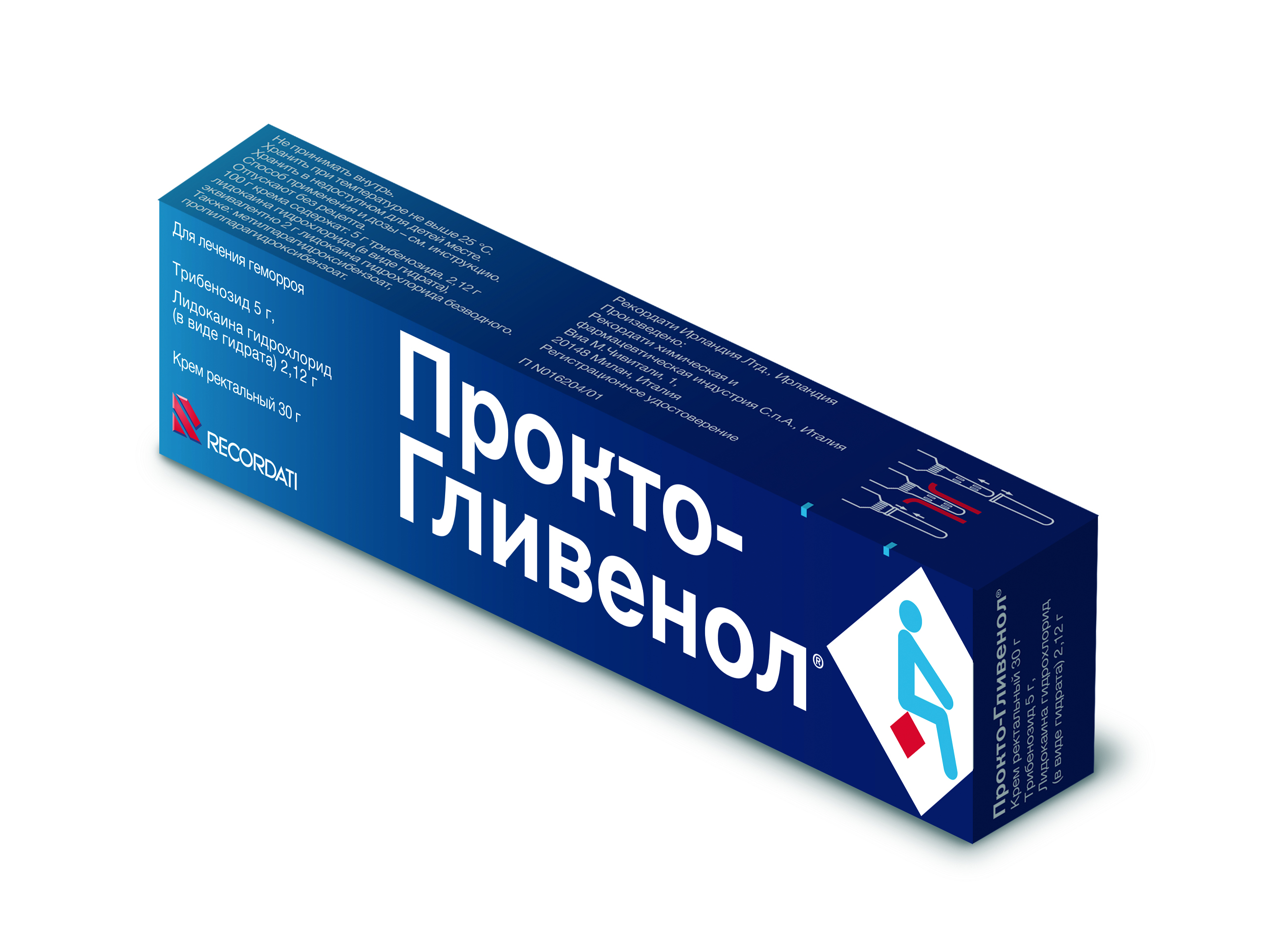 Прокто-Гливенол крем рект. 30г с након. туб. Recordati Industria Chimica and Farmaceutica