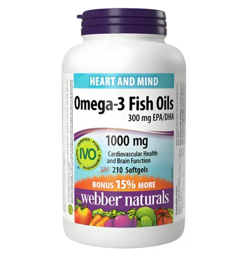 ВЕББЕР НЕЙЧЕРАЛС Омега-3 Рыбий жир капс. 1000мг N210~БАД WN Pharmaceuticals Ltd.