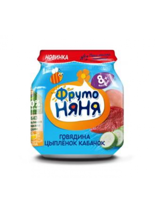 ФРУТОНЯНЯ пюре 8+ говядина/цыпленок/кабачок 100г Прогресс АО