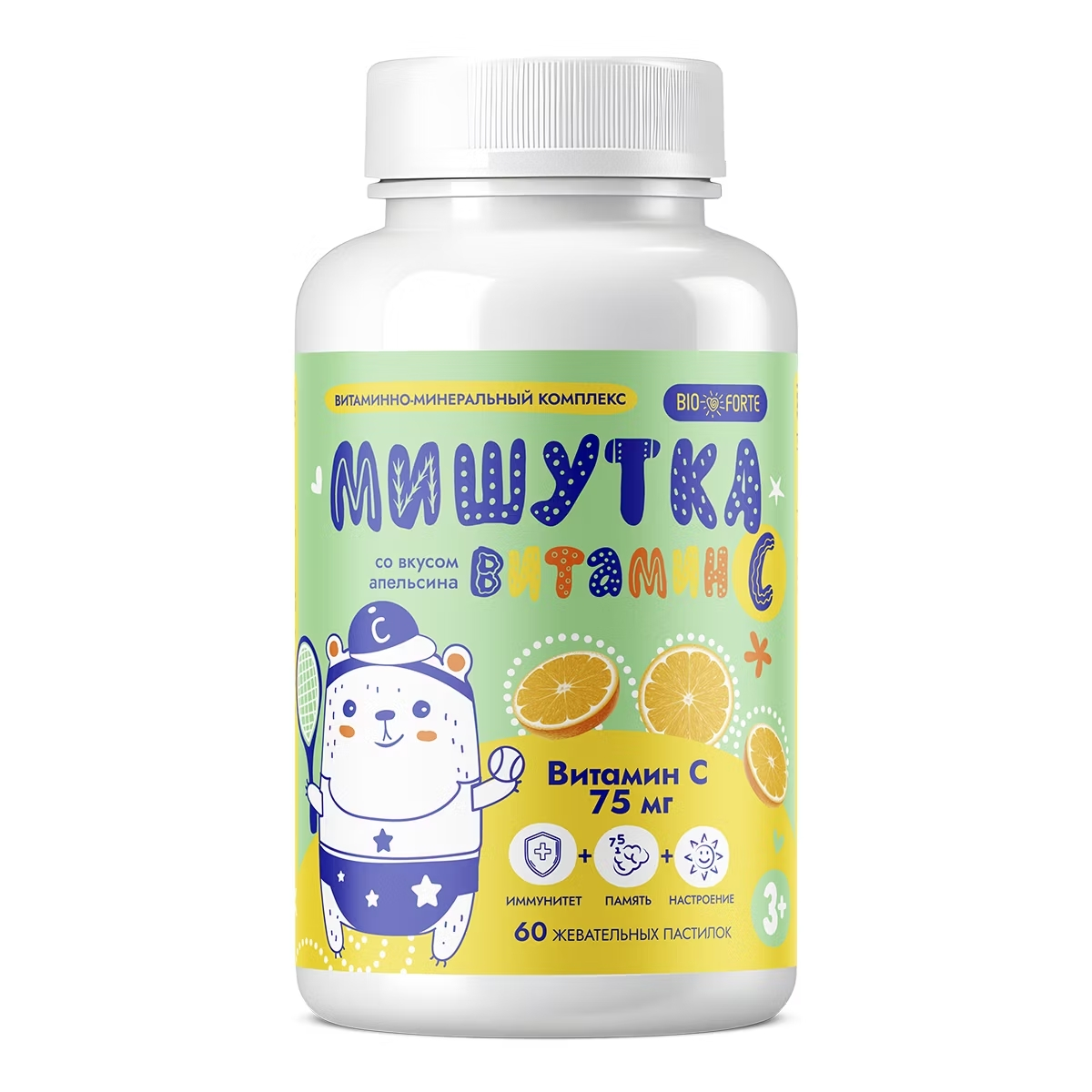 BioForte мишутка с вит С марм. жев. апельс N60~БАД Алина Фарма