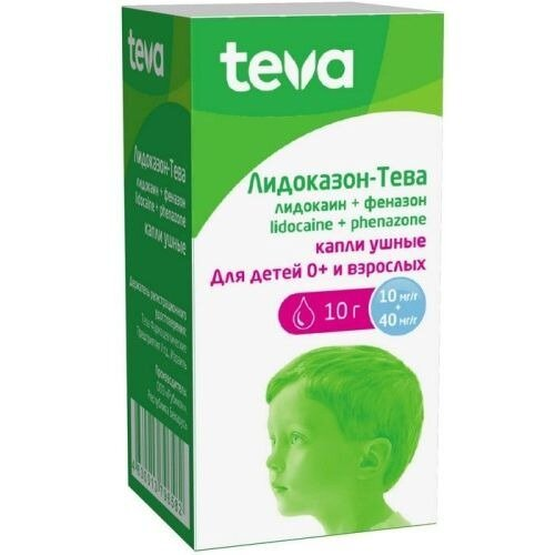 Лидоказон-Тева капли ушн. 10мг/г+40мг/г 10г фл. Рубикон ООО